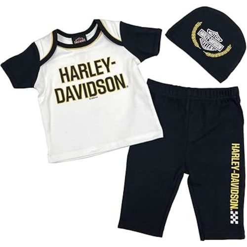 Harley-Davidson Baby Boys' 3-piece Bar & Shield Knit Newborn Gift Set, Black