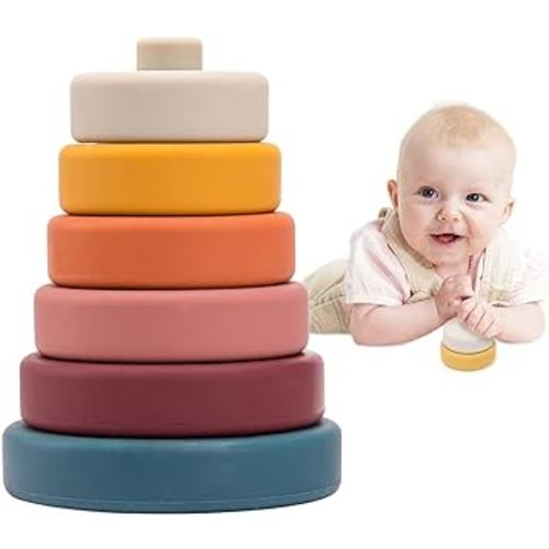 let's make Stacking Toys Soft Silicone Stacking Blocks Rings Baby Sensory Toy for 6+ Months Boys&Girls