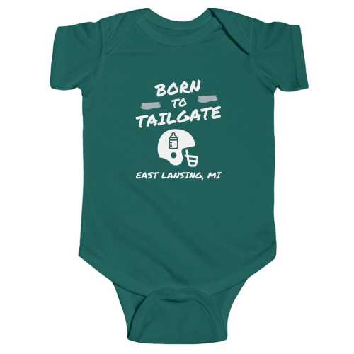 East Lansing, MI Born to Tailgate - Baby Bodysuit, Newborn, College Football, Gameday, Young Tailgater, Baby on Campus