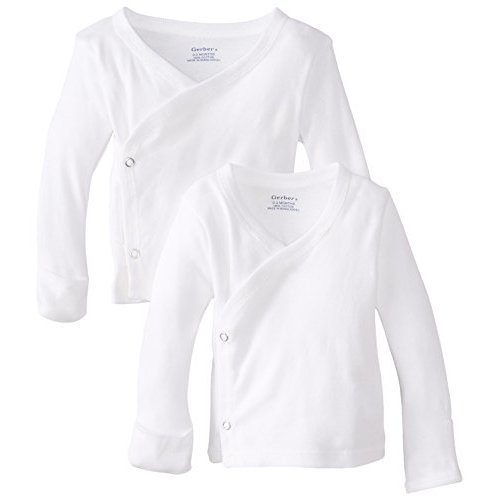 Gerber Baby Girls' 2-Pack Long-Sleeve Side-Snap Mitten-Cuff Shirt