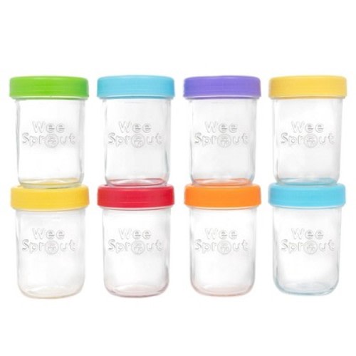 WeeSprout Glass Baby Food Storage Jars w/ Lids - 8oz, 8 Pack Set