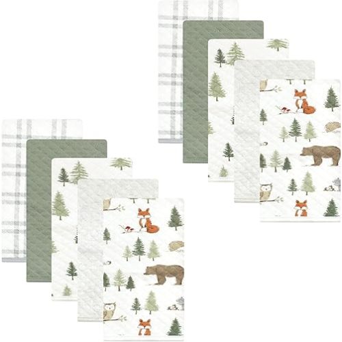 Hudson Baby Unisex Baby Quilted Burp Cloths, Forest Animals, One Size