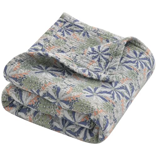 NTBAY Muslin Toddler Blanket, 4-Layer, 30x40 Soft and Breathable Receiving Blanket for Newborns and Infants, Crib Stroller Travel Use, Retro Floral Botanical