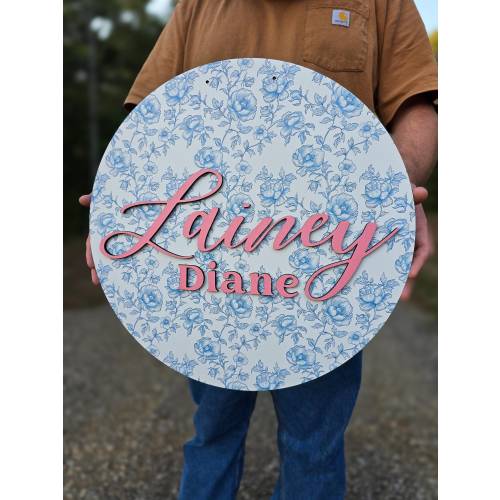 The Little Lumber Co. Blue Toile Chinoiserie Printed Name Sign