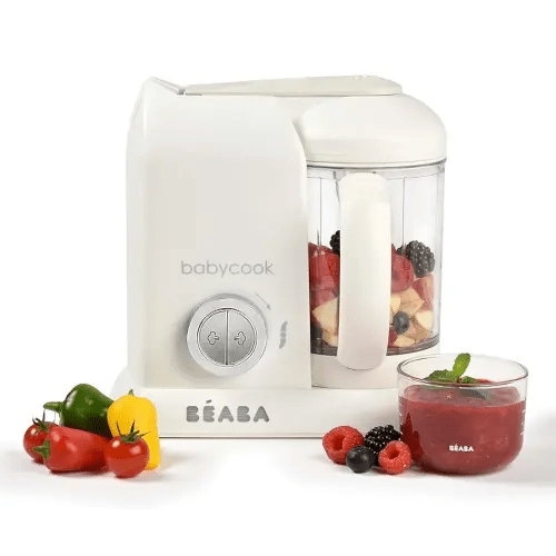BEABA Babycook Solo - Máquina de alimentos para bebés 4 en 1, vaporizador de puré y licuadora para purés, molinillo con cocción automática a vapor, capacidad Lrg 4.5 tazas 27 porciones en 20 minutos,