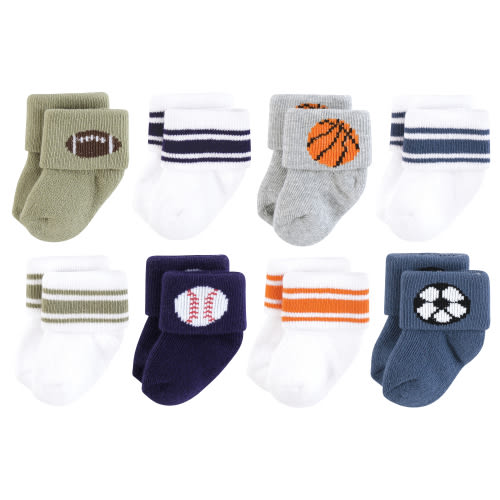 Hudson Baby Terry Socks, 8-Pack, Newborn-12 Months