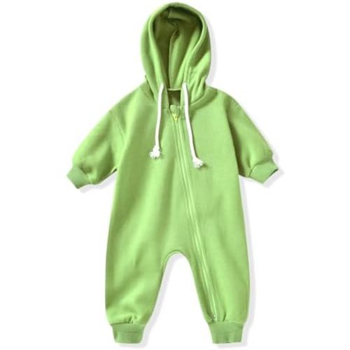 Unutiylo Unisex Baby Boys Girls Long Sleeve Infant Baby Zipper Hooded Jumpsuits Romper Loose Outfit Clothes
