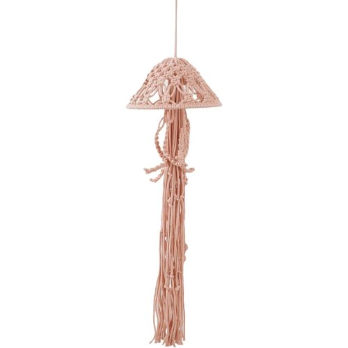 Jellyfish Wall Hanging, Art Decor Handmade Woven Boho Ornament Ocean Fish Wall Tapestry Macrame Hanger, for Office Bedroom Apartment Living Room Nursery Gallery (Pink)