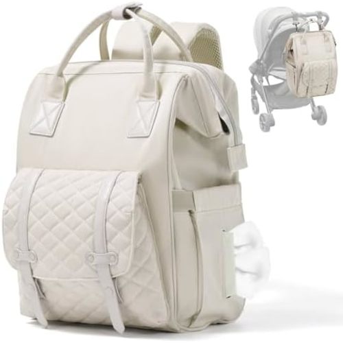 Diaper Bag Baby Travle Essentials Backpack for Dad Boy Girls Mom,Large Capacity Waterproof Tote Newborn Essentials Diper Bag Backpack with Changing Pad, Stroller Straps and USB Charging Port,Beige