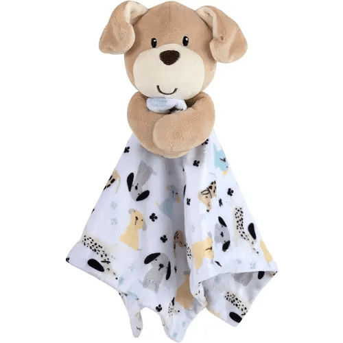 Minky Animal Snuggler Lovey Blanket for Kids, Babies, Boys, Girls, Gender Neutral Security Blanket with Stuffed Animal (Perky Puppy Pal)