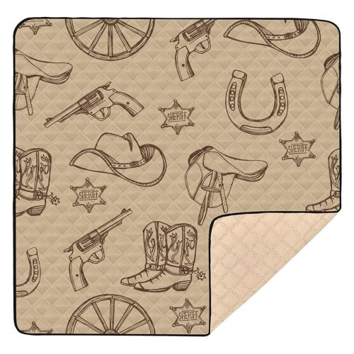 Wild West Western Large Sturdy Baby Gym & Activity Mat for Floor Washable Activity Entertainment Mat for Babies Infants Toddlers, 50'' x 50''