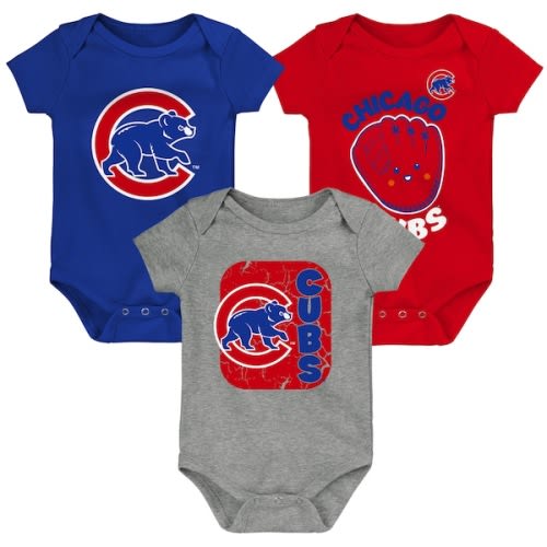 Chicago Cubs Newborn & Infant Change Up 3-Pack Bodysuit Set - Royal/Red/Gray