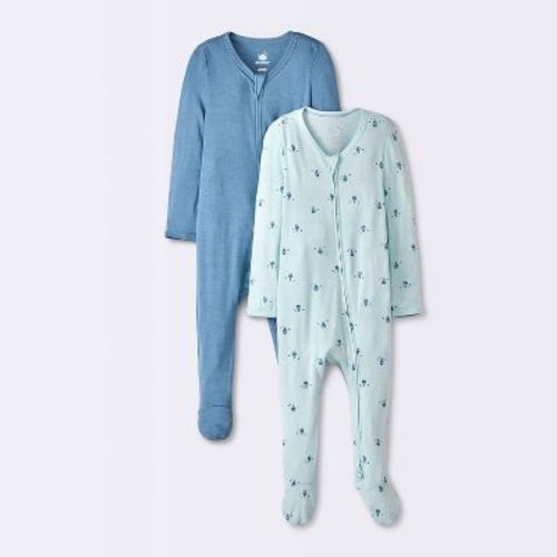 Baby 2pk Balloons So Very Soft Modal Blend Sleep N' Play - Cloud Island™ Blue 6-9M: Footed Pajamas, Two-Way Zipper