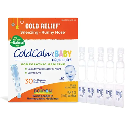 Boiron ColdCalm Baby Single-Use Drops for Relief from Cold Symptoms of Sneezing, Runny Nose, and Nasal Congestion - Sterile and Non-Drowsy Liquid Doses - 30 Count