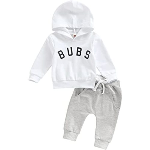 VISGOGO Toddler Baby Boy Fall Winter Clothes Set Letter Printed Long Sleeve Sweatshirt Tops + Pants 2Pcs Outfits