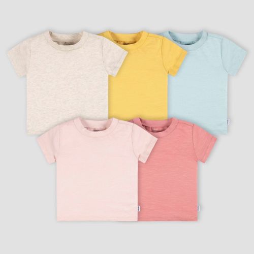 Gerber Baby 5pk Short Sleeve T-Shirt, Color: Yellow | Pink | Blue