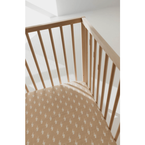 Muslin Crib Sheet | Tan & Cream Lightning Bolt