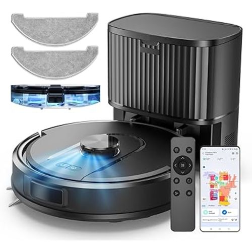 W11 Robot Vacuum and Mop with Self-Emptying, 60-Day Capacity,LiDAR Navigation, Home Mapping, 3000Pa Suction,No-Go Zones, Robotic Vacuum Cleaner for Pet Hair, Hard Floors, Carpets (Large)