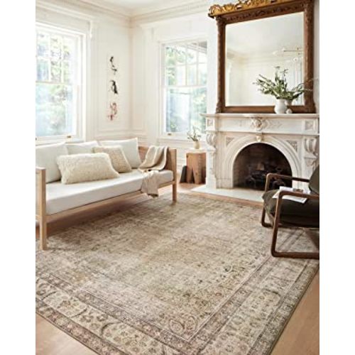 Loloi II Margot Collection MAT-01 Antique/Sage 8'-6" x 11'-6", .38" Thick, Area Rug, feat.CloudPile, Soft, Durable, Printed, Medallion, Low Pile, Non-Shedding, Easy Clean, Living Room Rug