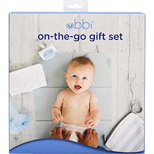 Ubbi On-The-Go Gift Set, Baby Essentials, Includes Portable Changing Pad, Wipe Dispenser, and Bag Dispenser, Newborn Baby Essential