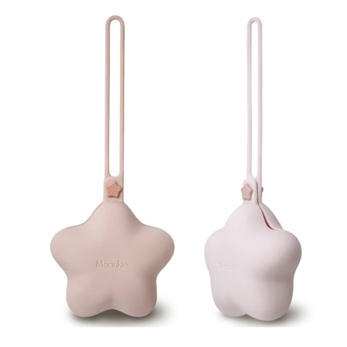 Moonkie Silicone Pacifier Holder Case, Cute Portable Pacifier Storage Case, 2 Pack