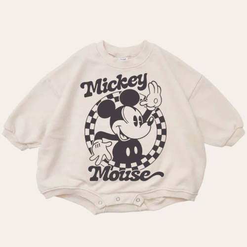Checkered Mickey baby Oversized Sweatshirt Romper – Hippo Boutique