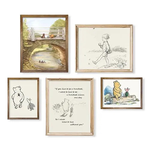 Gifts for Winnie Fans Lover - Winnie The Pooh Nursery Decor - Toddler Room Decor - You Are Braver Than You Think - Motivational Quotes for Kids - Vintage Hundred Acre Wood Poster - Little Boys Décor