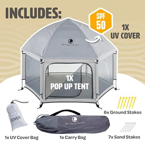 POP 'N GO Baby Playpen - Portable, Pack & Carry Play Yard for Baby and Kids - California Beach Co Toddler Playpen - Cosmic Grey