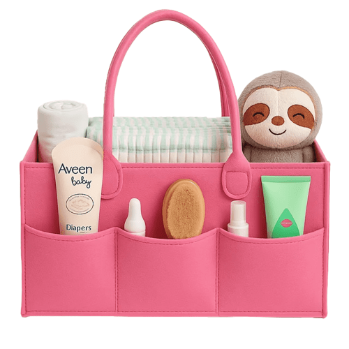 AWLYLNLL Baby Diaper Caddy Organizer Nursery Basket Set Baby Basket Gift Registry Baby Shower List Baby Must Haves Essentials Neutral Baby Stuff For Newborn - Pink