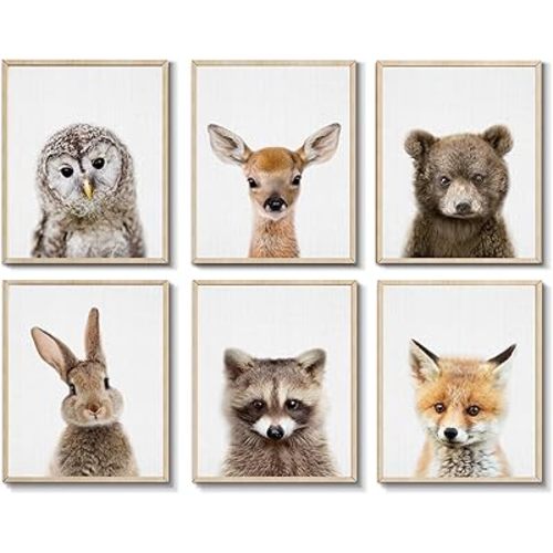 EPHANY Baby Animal Posters and Prints ART - Rabbite Deer Fox Canvas Painting Nursery Pig Wall Art, Piglet Print Wall Art Nordic Picture Kids Room Decoration YMX014-11x14inch