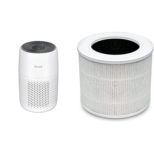 LEVOIT Core Mini Air Purifier and Replacement Filter - Compact and Portable Design, 360° VortexAir Technology, 3-Stage Filtration System, Removes Allergens, Odors, and Pet Dander