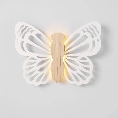 Discover Butterfly Wood Lit Kids' Wall Decor Cream - Pillowfort™: