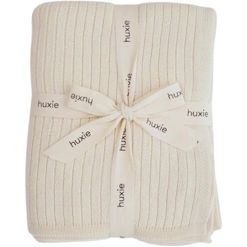 Knitted Organic Cotton Baby Blanket- Swaddle Blanket, 30" x 40" Soft Receiving Blanket for Newborn (Soft White)