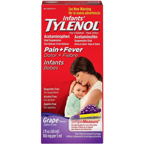 Tylenol Infants' Acetaminophen Liquid Medicine, Grape, 2 Fl Oz