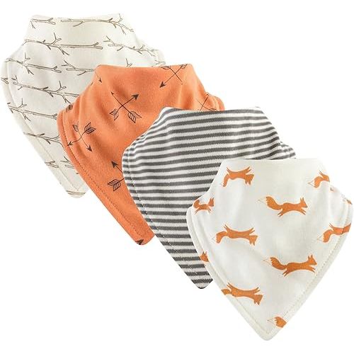 Touched by Nature Unisex Baby Organic Cotton Bandana Bibs, Fox, One Size