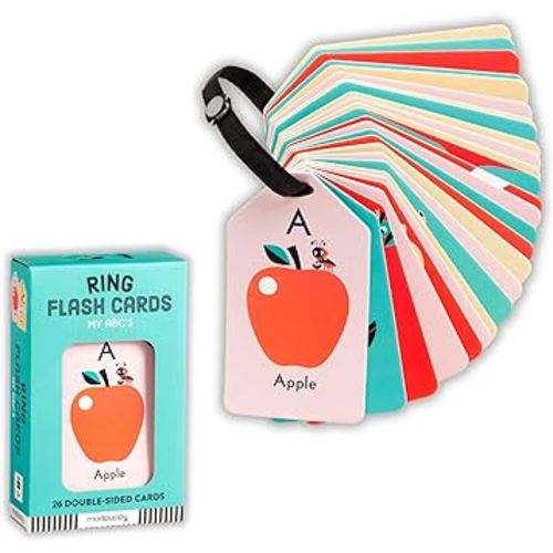 Mudpuppy My ABC's — Ring Flashcards 26 Durable Double Sided Alphabet Cards And Reclosable Ring With Colorful Art For Kids Ages 3+ Perfect For Preschool Or Travel For Teachers And Parents