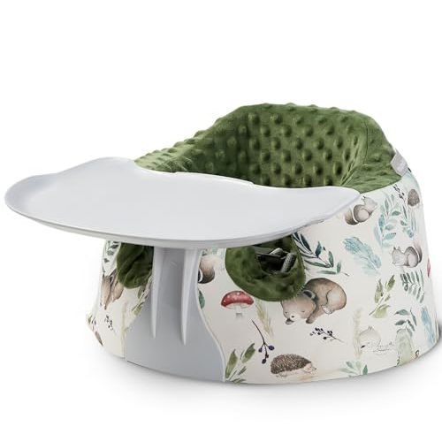Mamatepe Seat Cover and Tray Sets Accessory Compatible with Bumbo Floor Seat for Baby,Breathable Baby Bumbo Seat Cover，Bumbo Activity Tray Attachment Easy to Install and Remove (Forest)