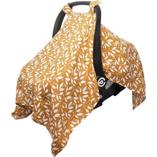 Carseat Cover for Babies, Muslin Cotton Infant Car Seat Cover, Carseat Covers Baby for Girl Boy, Lightweight Car Seat Canopy, Breathable Baby Carrier Cover, Summer Stroller Sun Shade