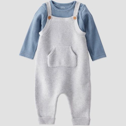 Little Planet By Carter's Organic Baby Boys' 2pc Sweater Overalls Set - Blue 9M