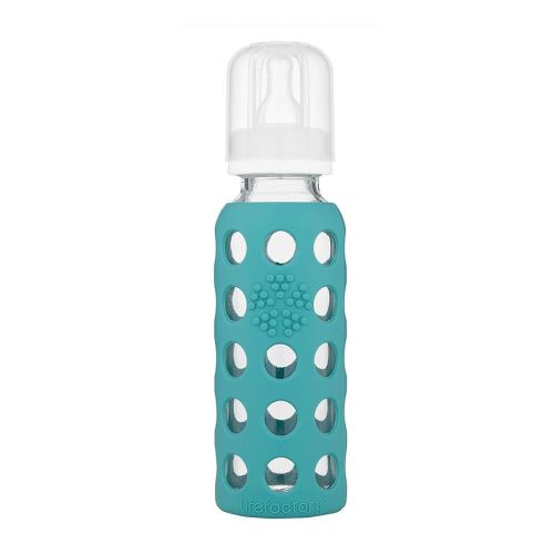 Lifefactory 9-Ounce Glass Baby Bottle with Stage 2 Nipple and Protective Silicone Sleeve Kale (LF110018C4)