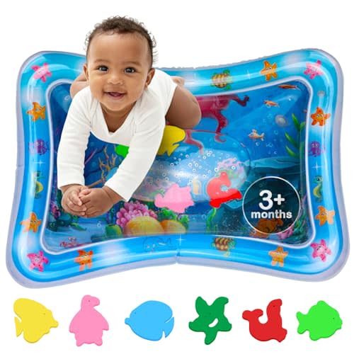 Tummy Time Water Mat – Inflatable Water Play Pad for Babies - Sensory Tummy Time Mat for Floor Play - 100% BPA-Free & Leakproof - Baby, Infants 3-12 Months – PAC2 - Blue - Avec Maman