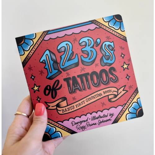 123's of Tattoos Baby Board Book - Cute Kids Gift - Hardcover - Edgy Baby Present - Custom Illustration, American Traditional Tattoo Style
