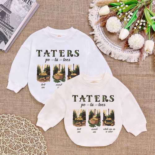 Taters Baby Romper Sweatshirt, Halfling Hobbit baby clothes, Boho Natural Kids & Youth Tee, Pregnancy Announcement Shirt , Newborn Baby Gift