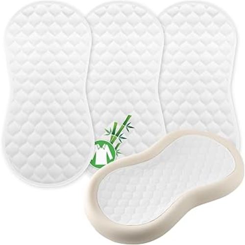 Organic Quilted Thicker Baby Changing Pad Liner 3 Pack Waterproof, Soft & Warm On Baby's Back, Absorbent, Non-Slip, Machine Washable, Reusable Diaper Change Mats Liners Fits Peanut Changing Table Pads