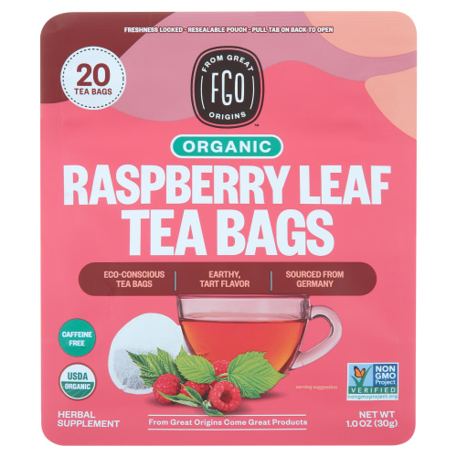 FGO From Great Origins, Raspberry Leaf Herbal Tea, Organic Tea Bags, 20 Count, 1.06 oz