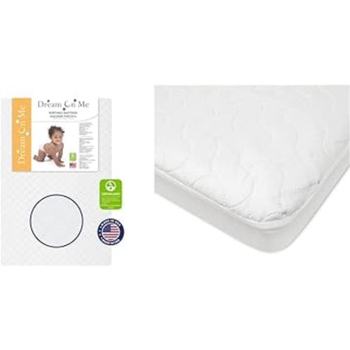 Dream On Me Extra Firm Mini Crib Mattress Bundle with Waterproof Protector (38"x24"x3")