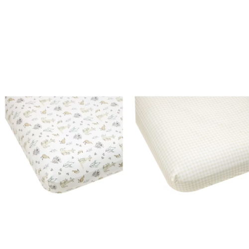 2 Pack Organic Cotton Fitted Cot Sheets - Australiana and Gingham