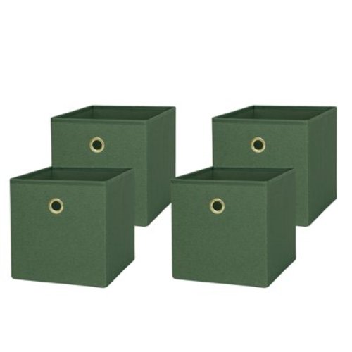 Mainstays Collapsible Fabric Cube Storage Bins (10.5" x 10.5"), 4 Pack, Green Boucle
