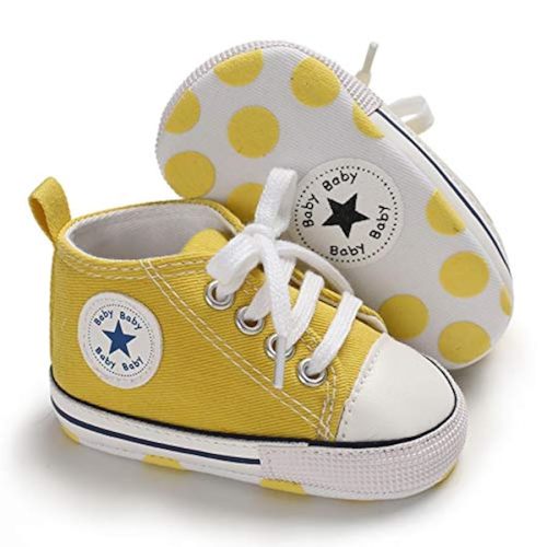 Unisex Baby Girls Boys Canvas High-top Shoes, Newborn Infant Anti-Slip Soft Sole Frist Walking Breathable Sneakers