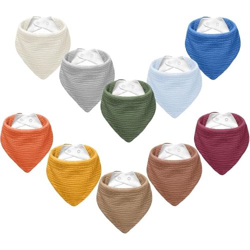 Muslin Baby Bibs,Soft Triangular Baby Bandana Drool Bibs for Baby Boy Girl,Solid Colors Bib for Drooling Teething